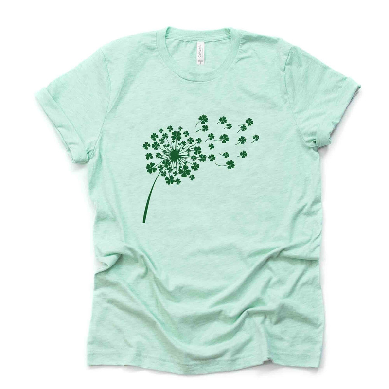 St Patrick's Day Tee, St Patrick Dandelion with Clover Wishes Design, premium unisex tee, 3 color choices, 3x st patrick, 4x st patrick.jpg