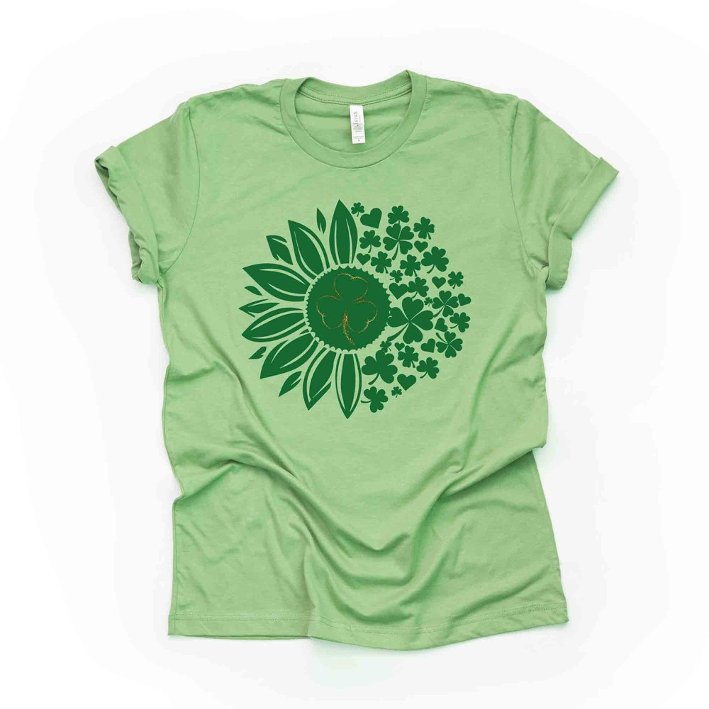 St Patrick's Day Tee, St Patrick Sunflower with Green Clovers Design, premium unisex tee, 3 color choices, 3x st patrick, 4x st patrick.jpg