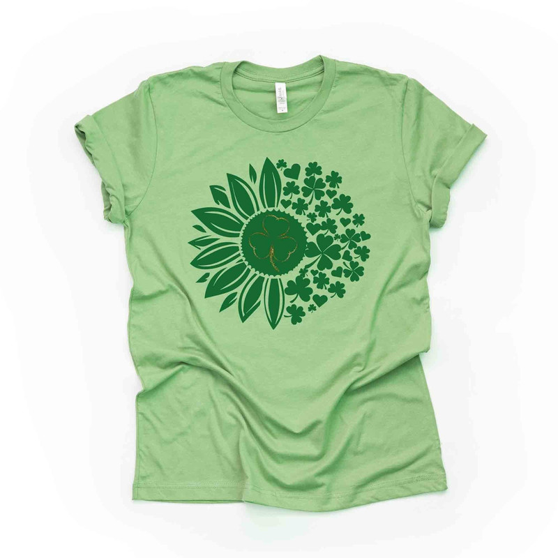 St Patrick's Day Tee, St Patrick Sunflower with Green Clovers Design, premium unisex tee, 3 color choices, 3x st patrick, 4x st patrick.jpg
