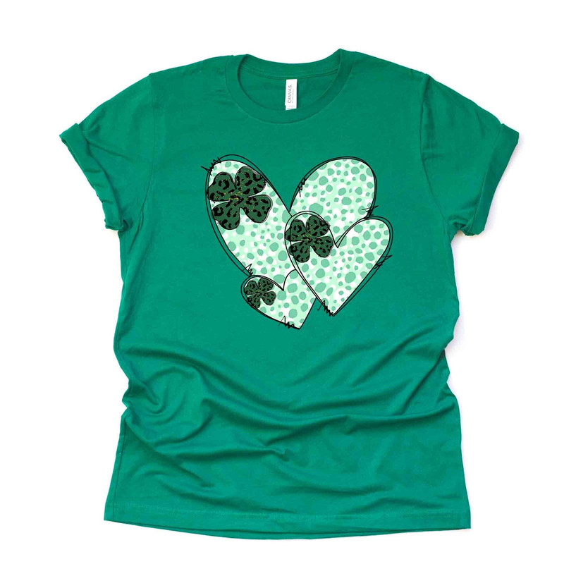 St Patrick's Day Tee, Triple St Patrick's Day Heart with Clovers Design, premium unisex tee, 3 color choices, 3x st patrick, 4x st patrick.jpg