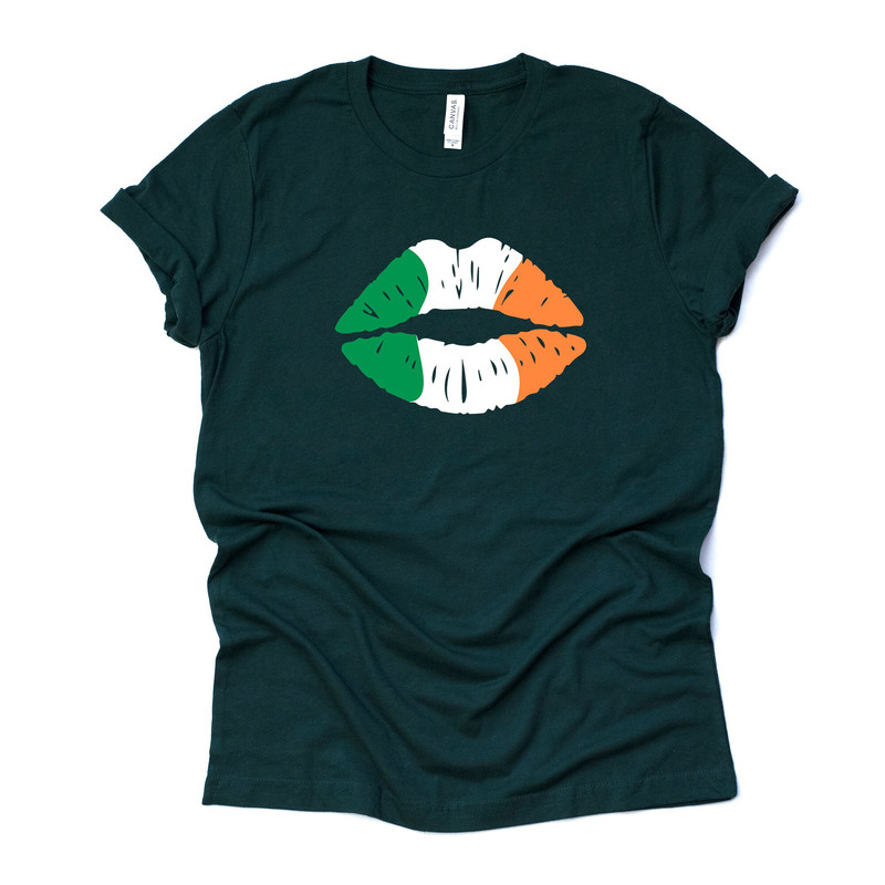 St Patrick's Day, Cute Irish Flag Lips, Irish Lips Design on premium unisex tee, 2 color choices, 2X, 3X, 4X, plus sizes available.jpg