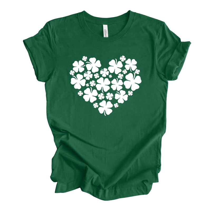 St Patrick's Day, Four Leaf Clovers, Cute Shamrocks in Heart Design, premium unisex tee, 3 color choices, 3x st patrick, 4x st patrick.jpg