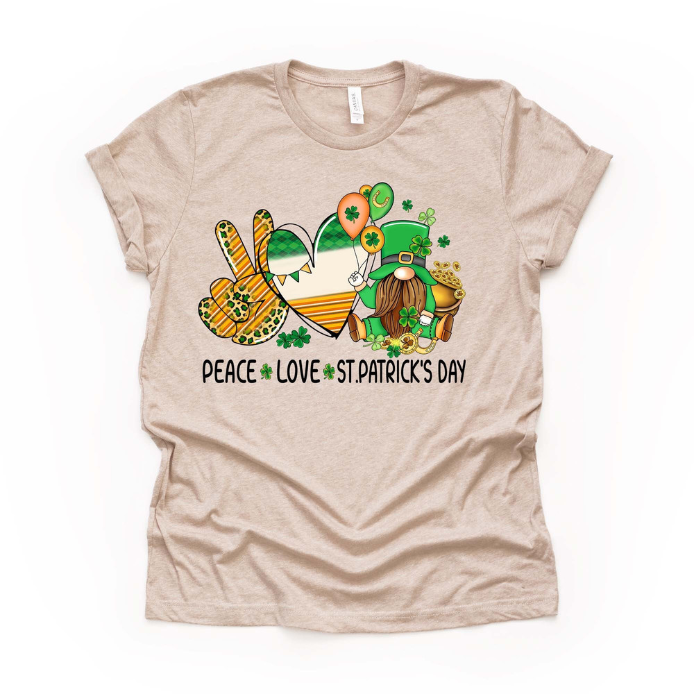 St Patrick's Day, Peace Love St Patricks Day, Irish Flag Heart Design on premium unisex tee, 3 color choices, 3x st patrick, 4x st patrick.jpg