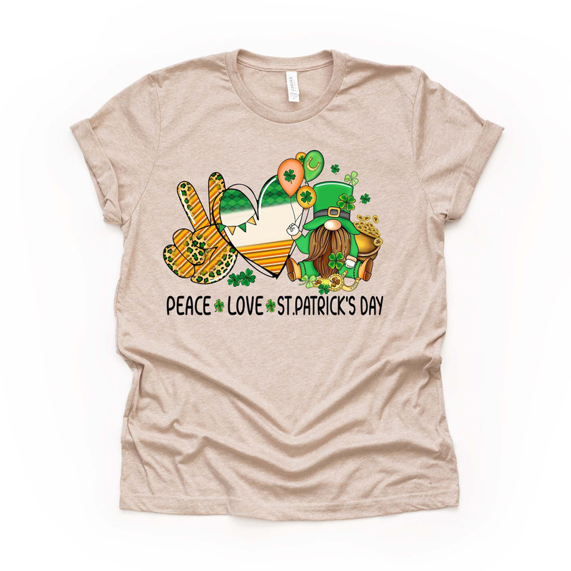 St Patrick's Day, Peace Love St Patricks Day, Irish Flag Heart Design on premium unisex tee, 3 color choices, 3x st patrick, 4x st patrick.jpg
