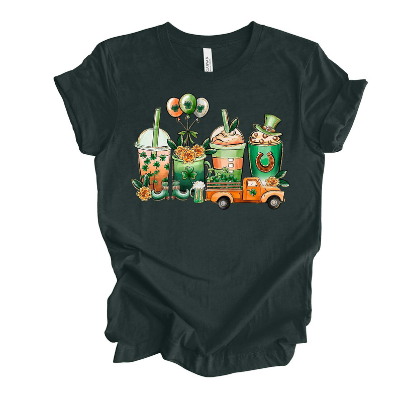 St Patrick's Day, Super Cute St Patricks Coffee Drinks Design on premium unisex tee, 3 color choices, 3x st patrick, 4x st patrick.jpg