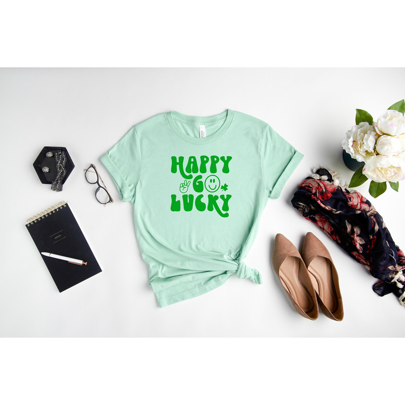 Happy Go Lucky Shirt, St Patricks Day Shirt, Retro St Patricks Shirt, St. Patrick's Day Shirt, Lucky Shirt, Shamrock Shirt, Lucky Tshirt.jpg