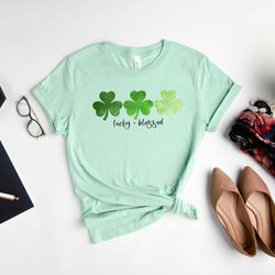 lucky blessed shirt, shamrock shirt, clover shirt, st patricks day shirt, st patricks shirt, lucky shirt, blessed shirt,