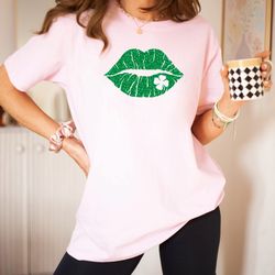 lucky kiss glitter lips st patricks day shirt  shamrock lips irish shirt  lucky charm lips shirt  st patricks day shirt
