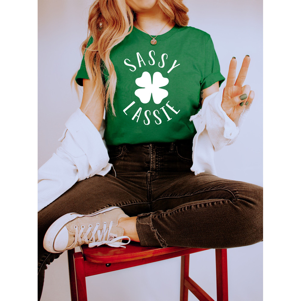 Sassy Lassie St. Patrick's Day Tee Funny St. Patrick's Day Shamrock Graphic Shirt St. Patrick's Day Tee Kelly Green Tee 11155.jpg