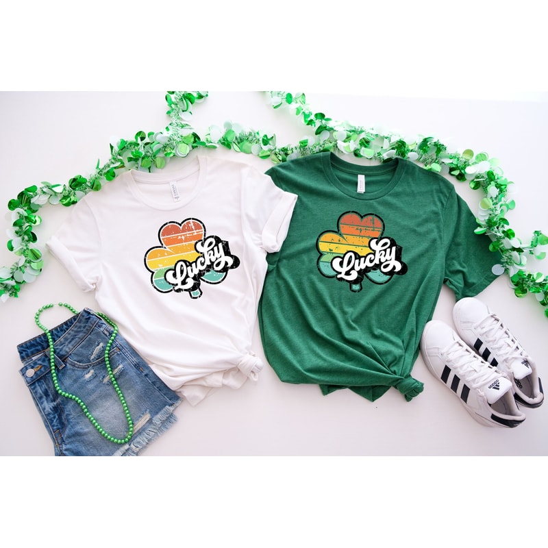 St Patrick's Lucky Shirt St Patty's Lucky Charm Shamrock Shirt Retro Rainbow St Pattys Shamrock T-Shirt Lucky Irish Shirt 11968.jpg