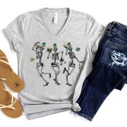 st patricks day v neck shirt st pattys skeleton shirt happy st pattys dancing skeleton drinking tee lucky irish shirt
