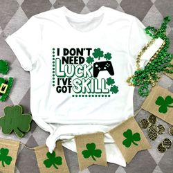 video game controller st patricks day boys shirt, st patricks day gamer shirt ,funny clover games shirt, video game shir