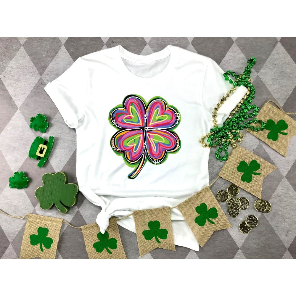 Watercolor St Patrick Shirt,Lucky Shamrock Shirt, St Patricks Four Leaf Clover Shirt, St Paddys Day Shirt, Irish Women Shirt,St Patrick Gift.jpg