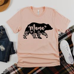 mama bear shirt, floral mama bear t-shirt, mama bear t-shirt, mom shirts, mom life shirt, mama bear shirts, floral mama