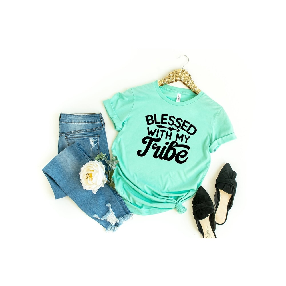 Blessed With My Tribe, Blessed Mama Shirt, Blessed Tshirt, Mom To Be Shirt, Mom Gift, Mom Shirt With Sayings, Mama Shirt, Mom Life Shirt.jpg