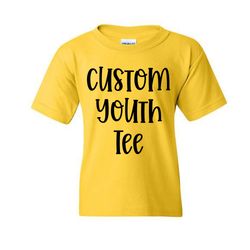 custom shirt with front back print design on youth gildan tee