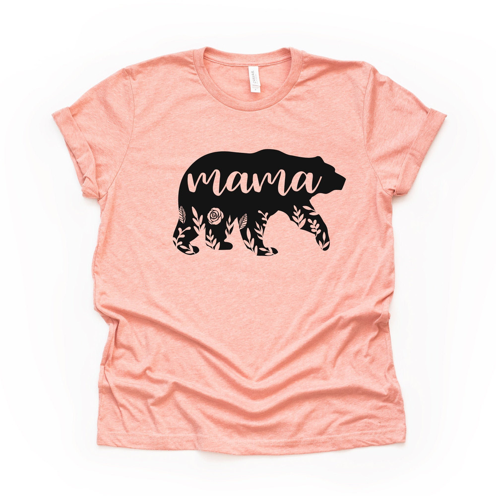 Mom Shirt, Gift for Mom for Mother's Day, Cute Floral Mama Bear Design on premium unisex shirt, 3 color choices, 2X, 3X, 4X, plus sizes.jpg