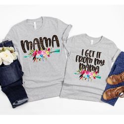 mommy and me outfits mother daughter shirts, mama and mini, funny matching mom i get it from my mama valentines day gift