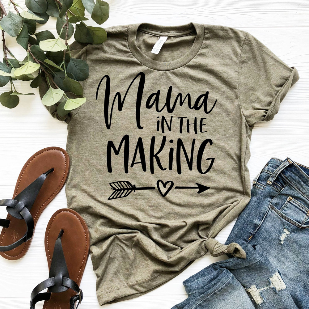 Pregnancy Announcement Shirt, Mama in the Making, Baby Announcement Shirt, Pregnancy Reveal Shirts, Mommy to Be Shirt, New Mom Gift for Mom 1.jpg