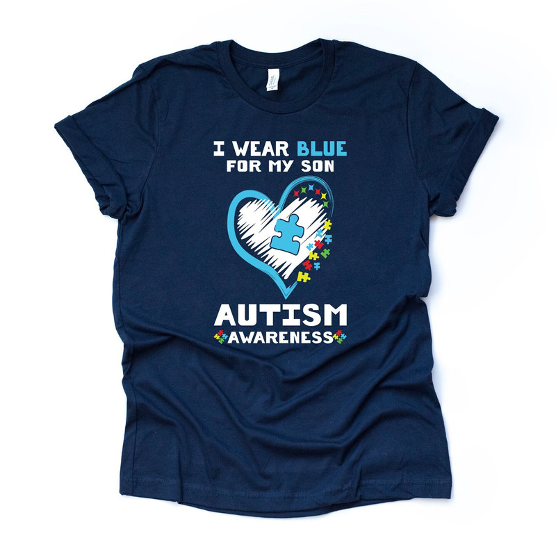Autism Awareness Tee, I Wear Blue For My Son, Grandson Design, premium unisex shirt, 3 color choices, 2X, 3X, 4X, plus sizes available.jpg