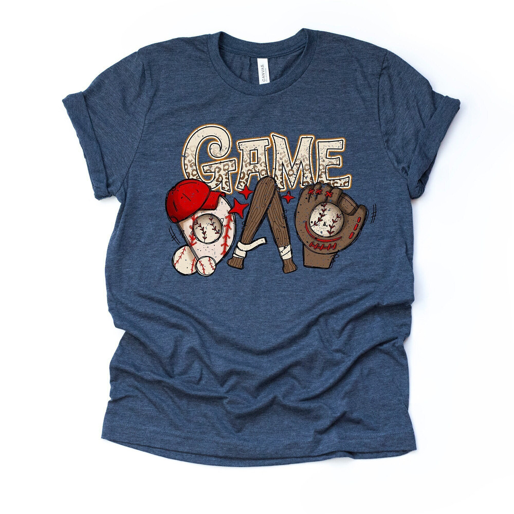 Baseball Fan Tee, Baseball Game Day, Baseball Glove, Bat & Cap Fan Design on premium Bella + Canvas unisex shirt, plus sizes, baseball.jpg