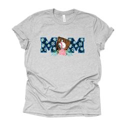 baseball mom, cute baseball mom with glove and ball floral print design on premium bella  canvas unisex shirt, plus size