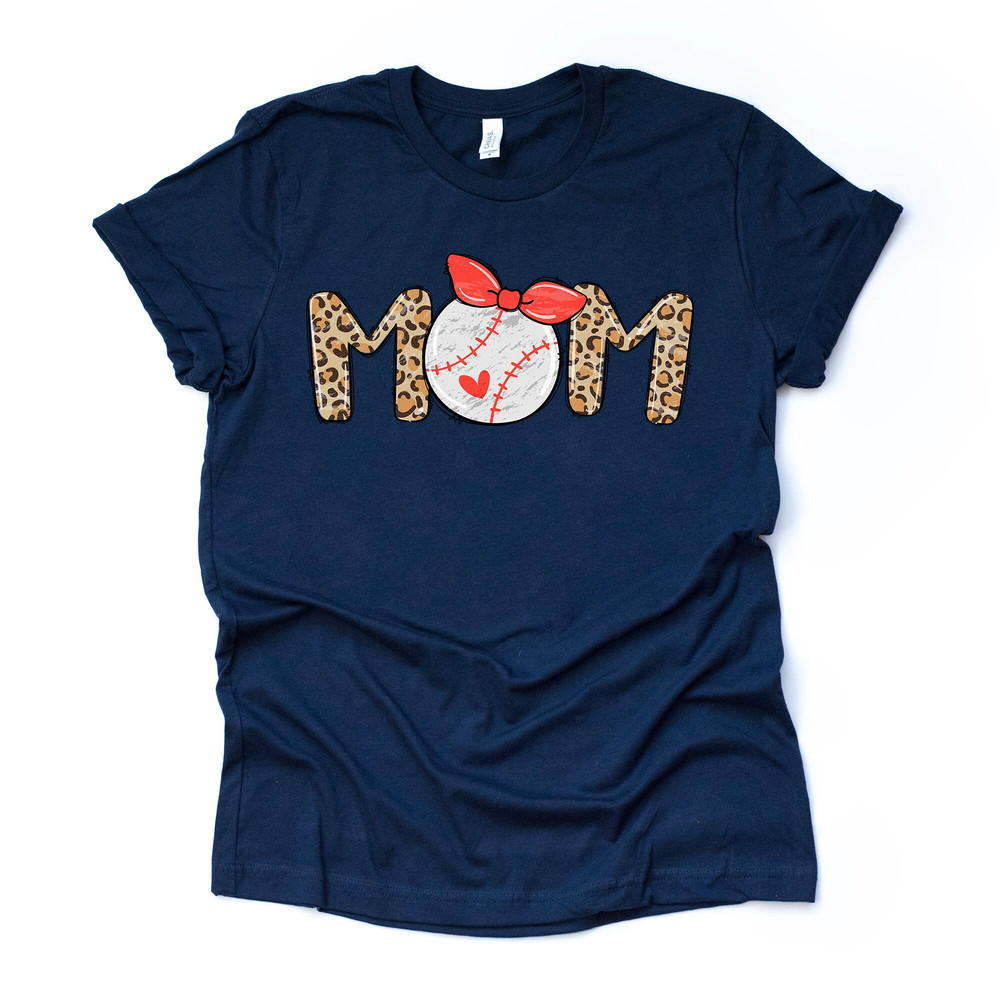 Baseball Mom, Super Cute Baseball Mom with Bow and Leopard Print Design on premium Bella + Canvas unisex shirt, plus sizes, baseball.jpg