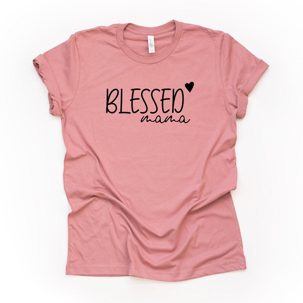 Blessed Mama, Gift for Mom, Simple Blessed Mama with Small Heart Design on premium Bella + Canvas unisex shirt, 2X, 3X, 4X, plus sizes.jpg