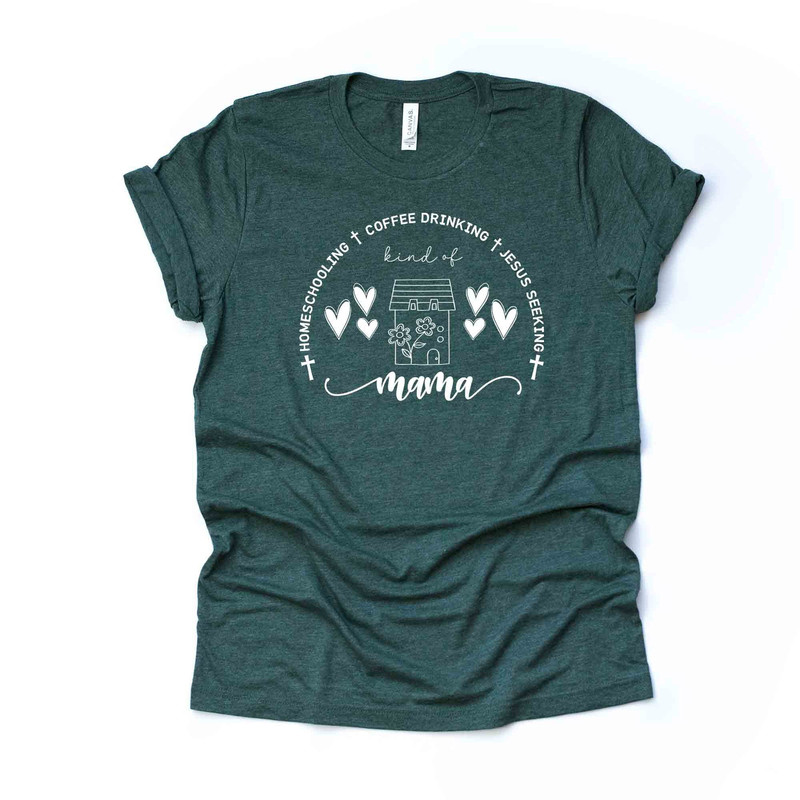 Homeschool Mom Tee, Christian Homeschool Mama, Homeschool, Coffee, Jesus Serving Drinking Design on premium unisex shirt, plus sizes, 3x, 4x.jpg