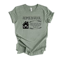 homeschool mom tee, christian homeschool, train up child in way it should go, proverbs design on premium unisex shirt, p