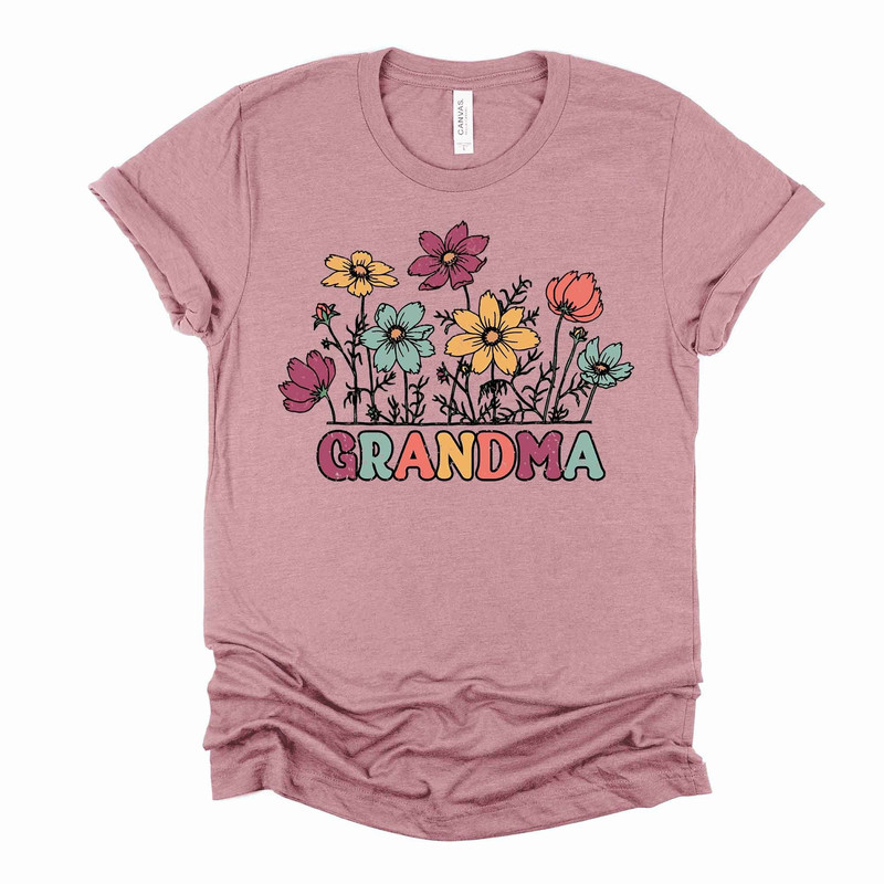 Pretty Grandma Tee, Colorful Retro Flowers Grandma, Retro Grandma Design, on a premium unisex shirt, 3 color choices, 3x grandma, 4x grandma.jpg