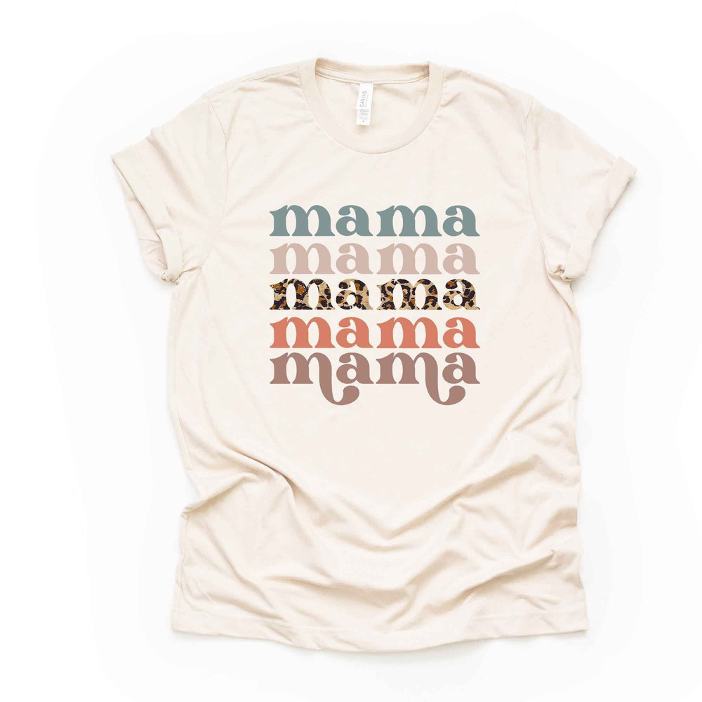 Repeating MAMA Tee, Cute MAMA with Leopard Print Design on premium unisex shirt, 3 color choices, 3x mama, 4x mama, mom gift, mom tee.jpg