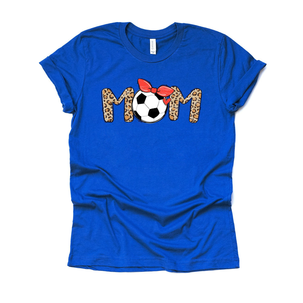 Soccer Mom, Super Cute Soccer Mom with Bow and Leopard Print Design on premium Bella + Canvas unisex shirt, plus sizes, baseball.jpg