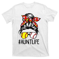 aunt life softball baseball funny mothers day t-shirt