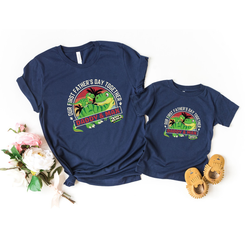 Daddy and me Dinosaur Matching Shirt, Personalized Our First Fathers Day Shirt, New Dad Fathers Day Gift, Dad And Baby First Fathers Day.jpg