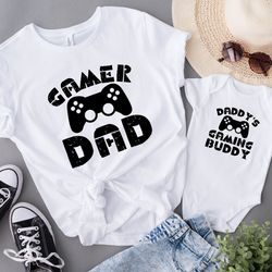 daddys gaming buddy onesie, father and baby gaming matching shirt, gamer dad shirt, new dad shirt, fathers day shirt, fu