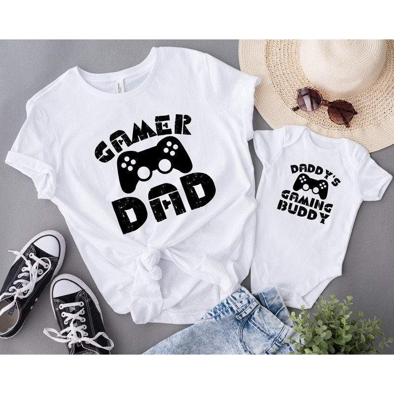 Daddys Gaming Buddy Onesie, Father and Baby Gaming Matching Shirt, Gamer Dad Shirt, New Dad Shirt, Fathers Day Shirt, Funny Fathers Day Gift.jpg