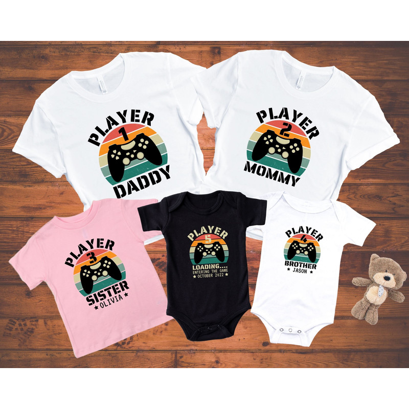 Gamer Family Matching Shirts, Daddy and me Gamer Matching Shirt, Player 1 Player 2 matching Shirt, Fathers Day Gift, Pregnancy Reveal Tee.jpg
