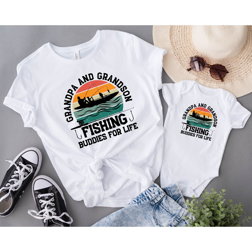 Grandpa and Grandson Fishing Buddies for Life Shirt, Matching Fishing Shirt, Fathers Day Gift, Gift For Grandpa, Fishing Grandpa Shirt.jpg