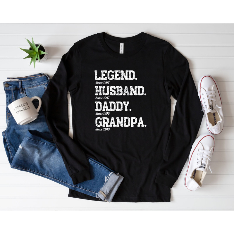Legend Husband Daddy Grandpa Long Sleeve Shirt, Fathers Day Shirt, Custom Grandpa Shirt, Papa Shirt, Daddy Shirt, Gift For Grandpa, New Papa.jpg