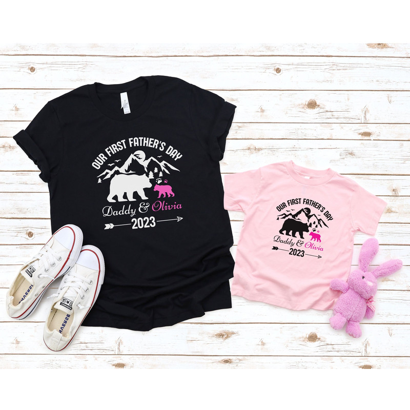 Our First Fathers Day Custom Shirt, Father and Baby Matching Shirt, Bear Matching, Fathers Day Gift, New Dad, Fathers Day Shirt, First Time.jpg