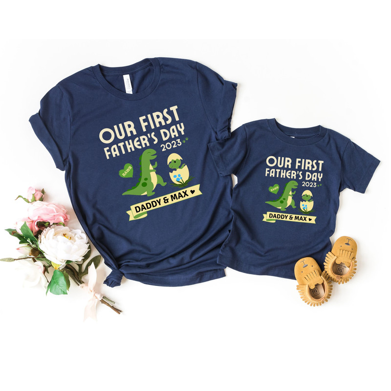 Our First Fathers Day Custom Shirt, Father and Baby Matching Shirt, Dinosaur Matching, New Dad Shirt, Father And Daughter, Father And Son.jpg