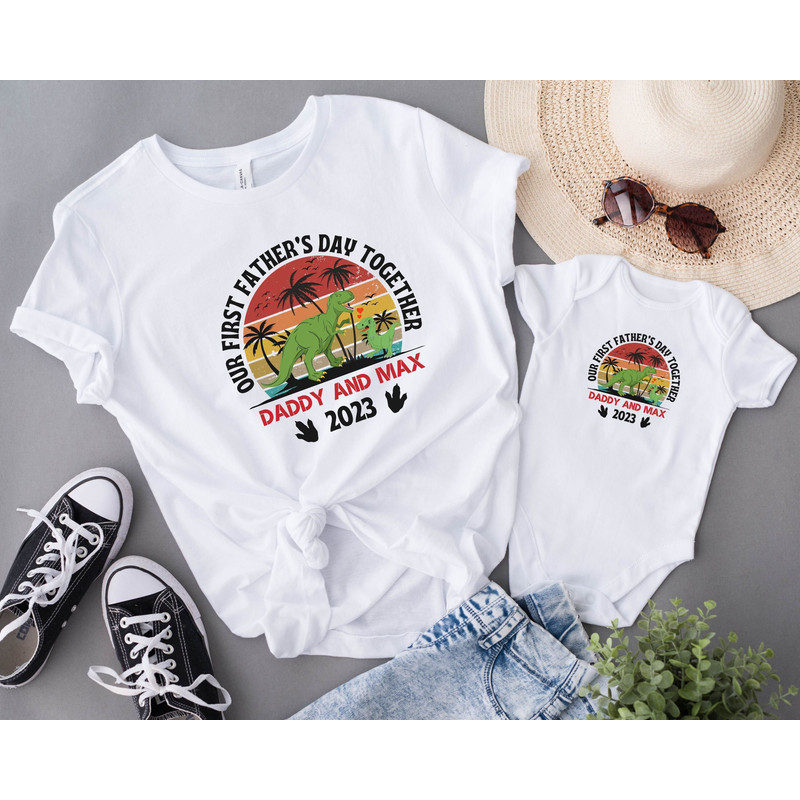 Personalized Our First Fathers Day Shirt, Daddy and me Dinosaur Matching Shirt, New Dad Fathers Day Gift, Dad And Baby First Fathers Day.jpg