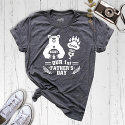 custom fathers day shirt, personalized dad shirt, daddy bear shirt, happy fathers day shirt, bear dad shirt, cool dad sh