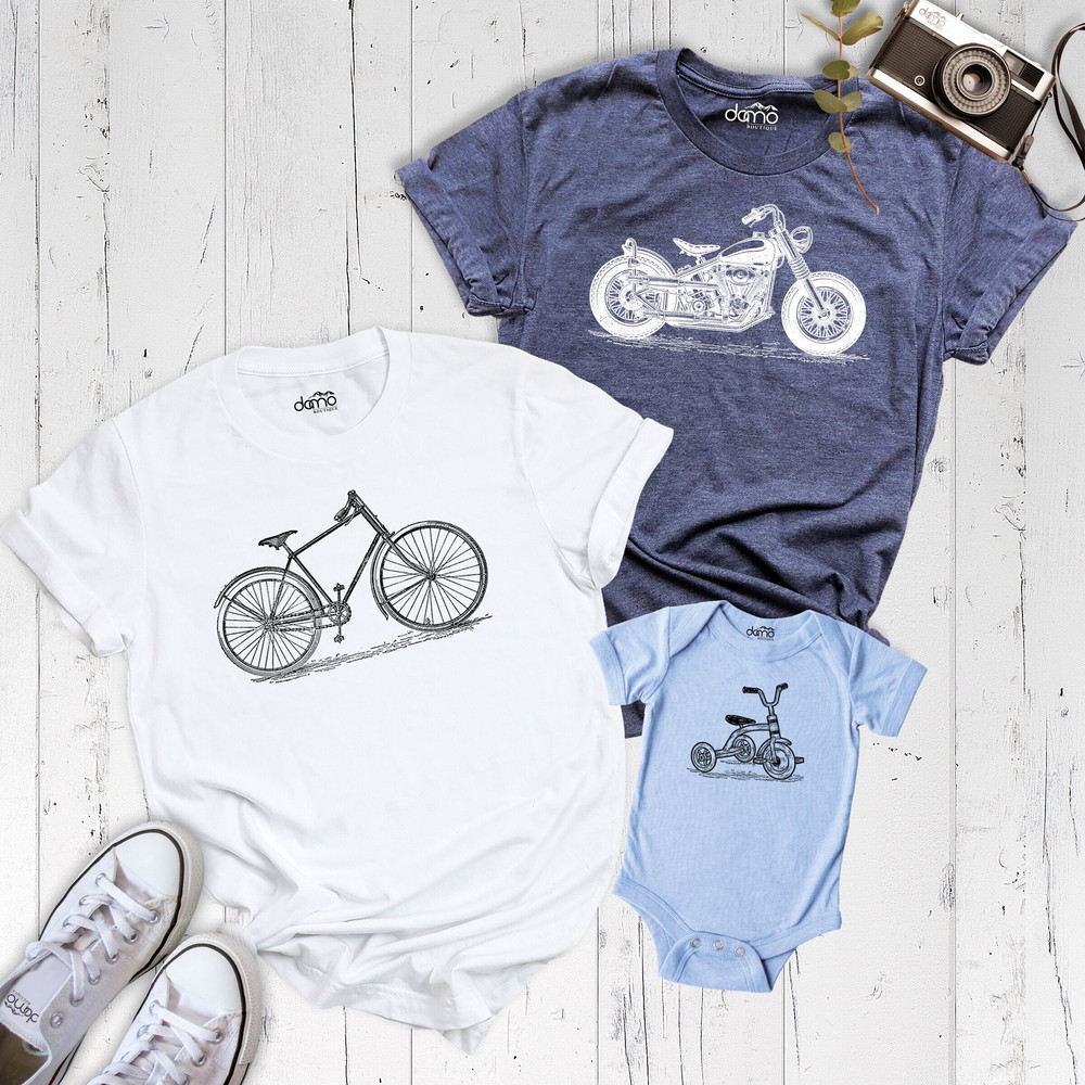 Father Son Cycling Shirt, Daddy and Me Shirt, Father and Son Shirt, Tricycle Shirt, Bicycle Shirt, Family Bicycle Matching Shirt, Biking Tee.jpg