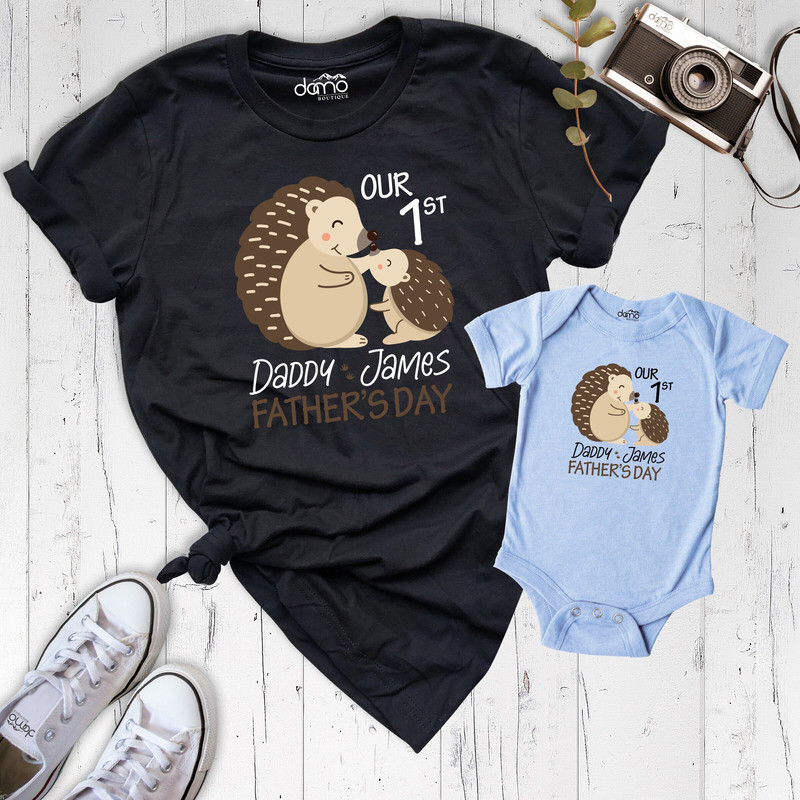 First Father's Day Shirts, Our First Fathers Day Matching Shirts Set, Porcupine Fathers Shirt, First Fathers Day Personalized Matching Shirt.jpg