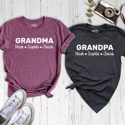 Grandma And Grandpa Shirt, Personalized Grandma Shirt, Personalized Grandpa Shirt, Shirt With Kids Names, Grandchildren