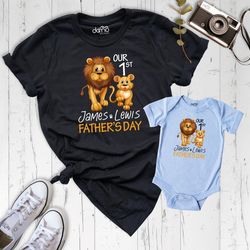 our first fathers day together shirt, dad and son matching t-shirts, first fathers day personalized matching set, dad an