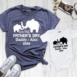personalized our first fathers day shirt, first fathers day personalized matching set, new fathers day tees, our first f