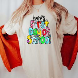 happy first day of school hoodie, happy school shirt, hello kindergarten shirt, headstart shirt, cute school shirt, star